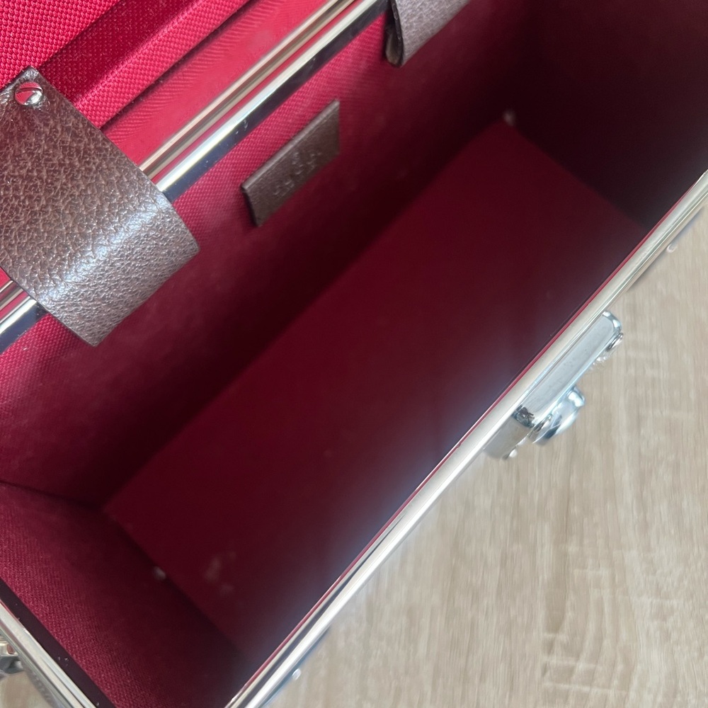 Like New Gucci Supreme Beige and Brown Monogram Globe Trotter Vanity Bag - Picture 8 of 9